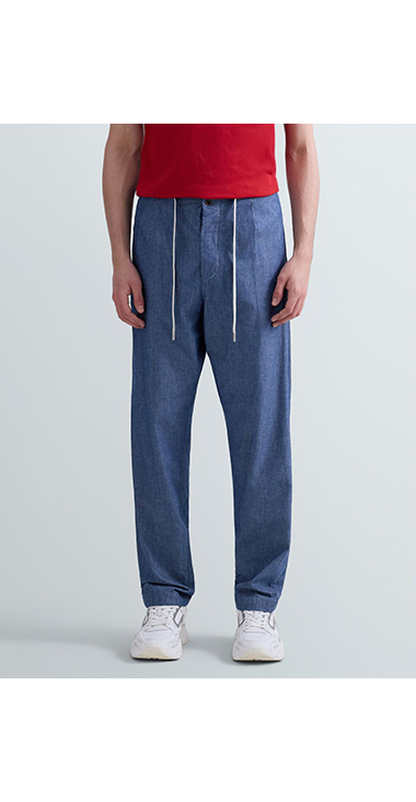 シャンブレーテーパードフィットパンツ（セットアップ）